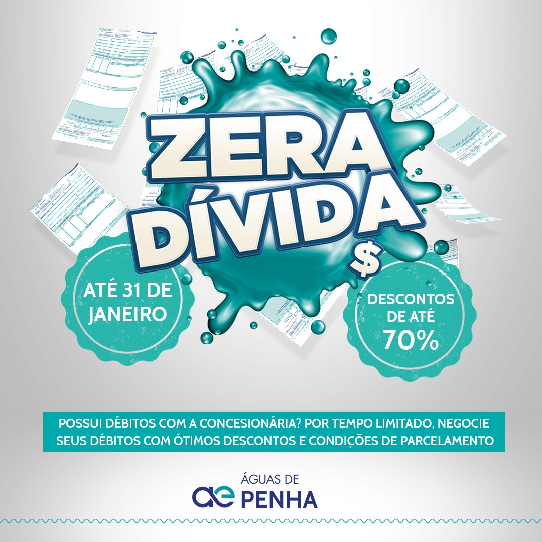 Campanha Zera Dívida oferece descontos para clientes em débito com a Águas de Penha   